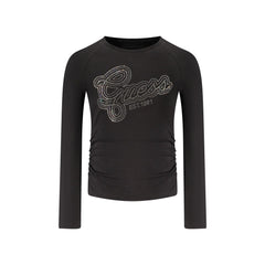 Guess Jeans T-Shirt Maniche Lunghe Unisex Nera Applicazioni Strass