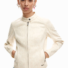 Desigual Giubbotto Maniche Lunghe Donna Bianco Zip