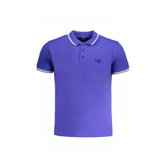 Cavalli Class Short Sleeve Polo Men Blue Embroidery