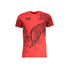 Cavalli Class T-Shirt Maniche Corte Uomo Rossa Stampa