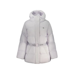 Calvin Klein Giubbotto Donna Cappuccio Zip Tasche Water Repellent Logo