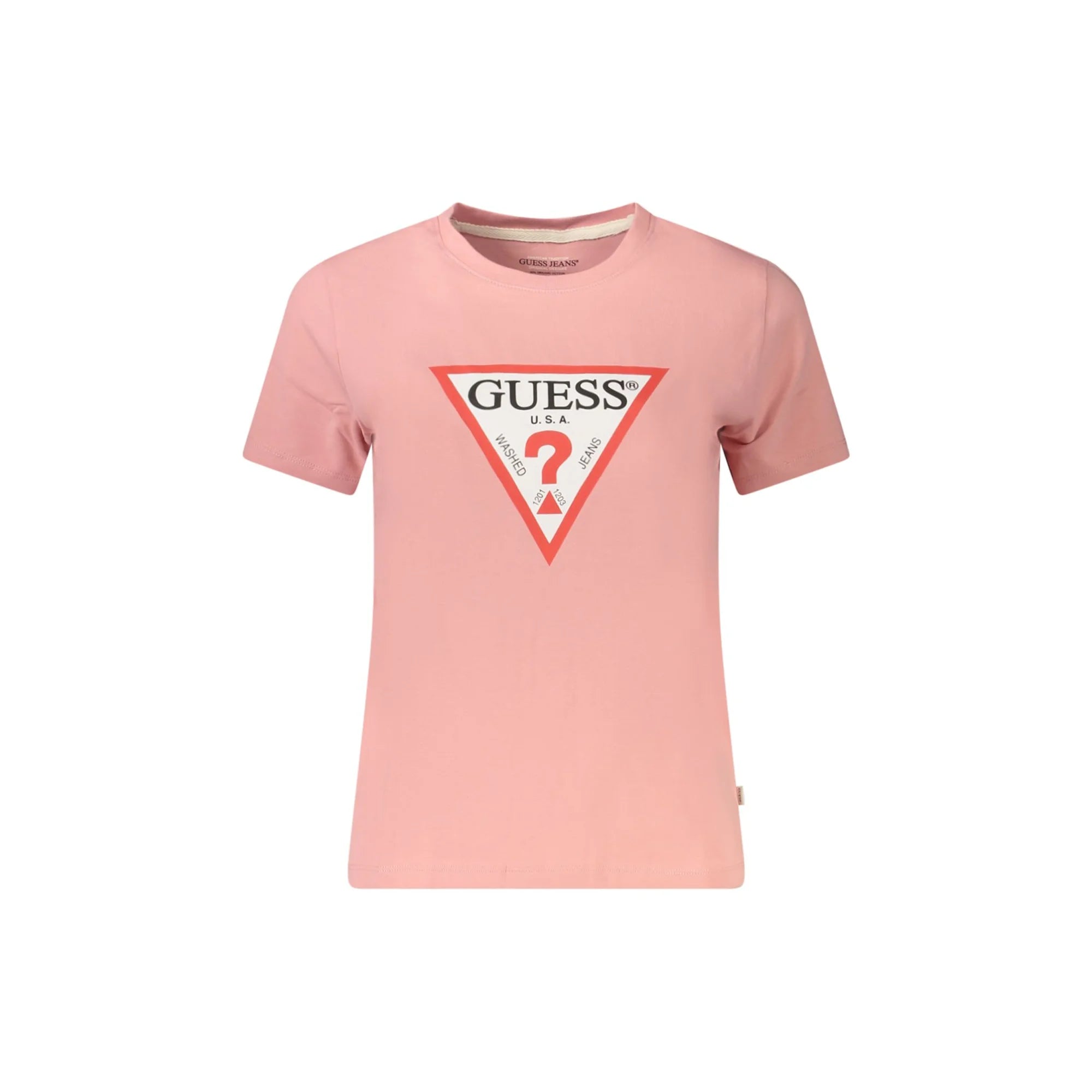 GUESS JEANS T-SHIRT MANICHE CORTE DONNA ROSA