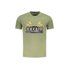 Cavalli Class T-Shirt Krótki Rękaw Mężczyzna Zielony Z Nadrukiem