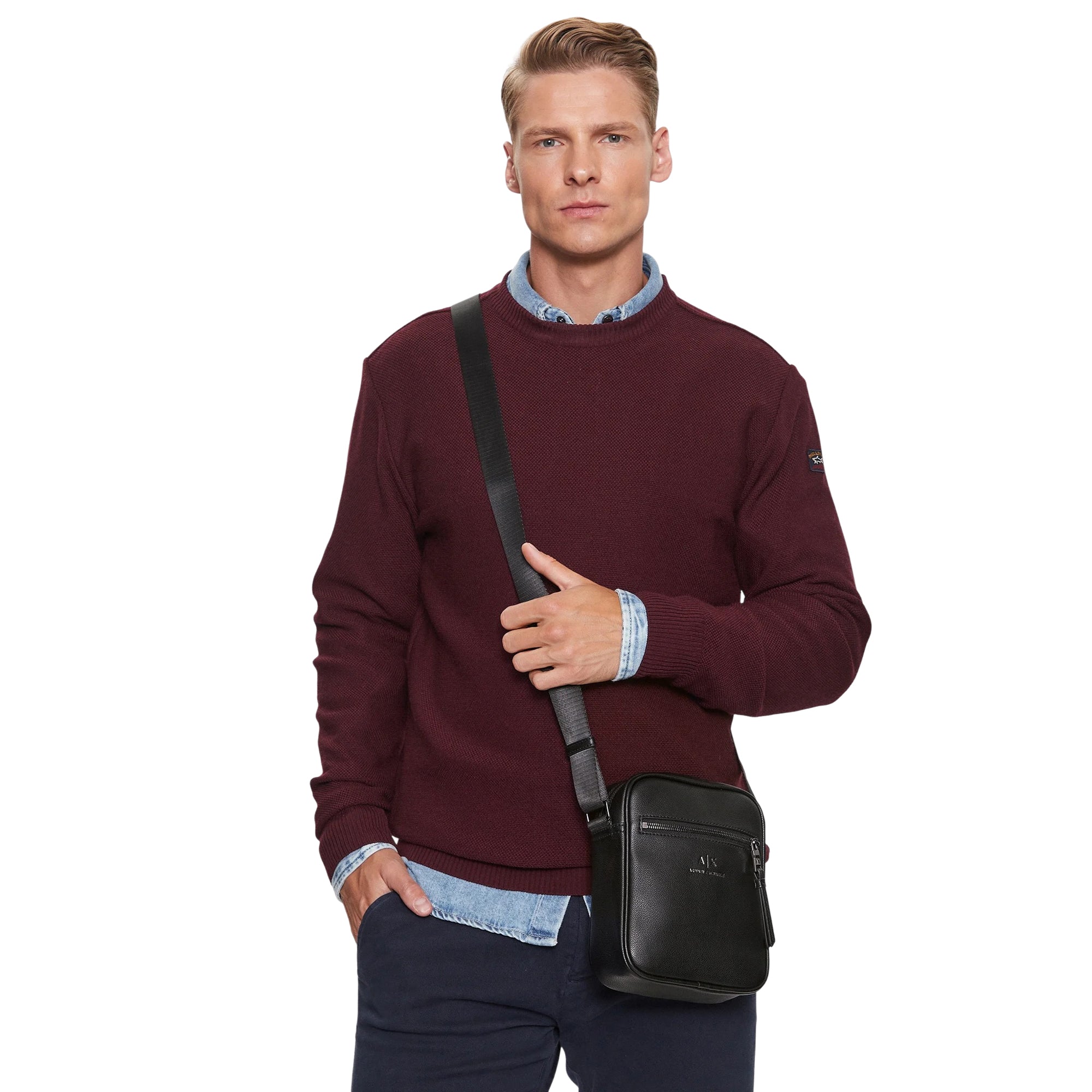 Borsello Uomo Armani Exchange Nero con Tracolla Regolabile