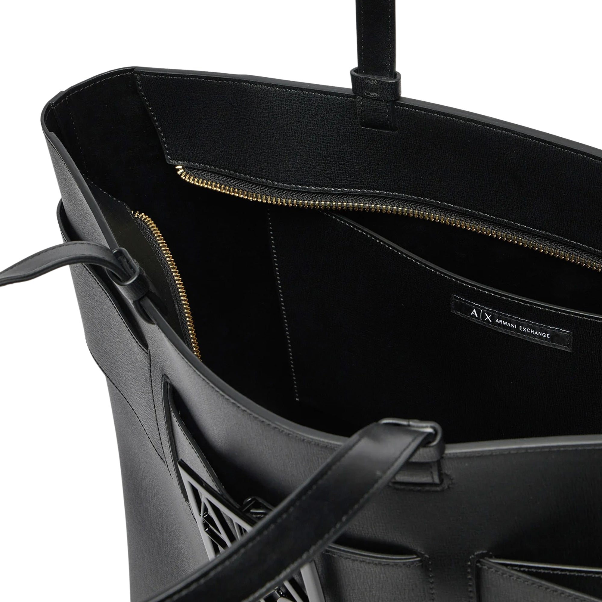 Borsa Donna Grande Tote Armani Exchange Nera con Zip