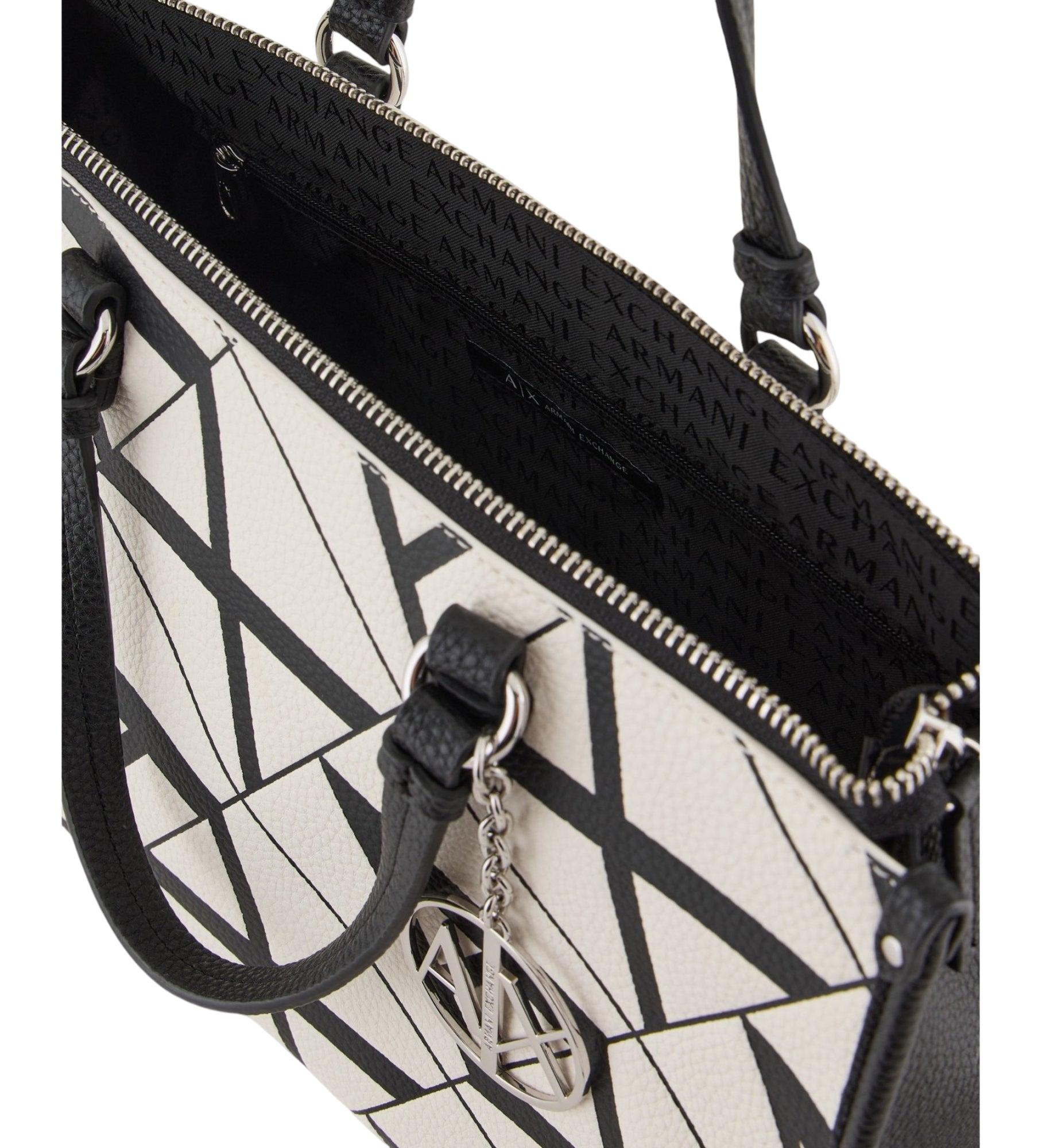 Borsa Donna Bauletto Armani Exchange Gynger con Tracolla Bianco Nero