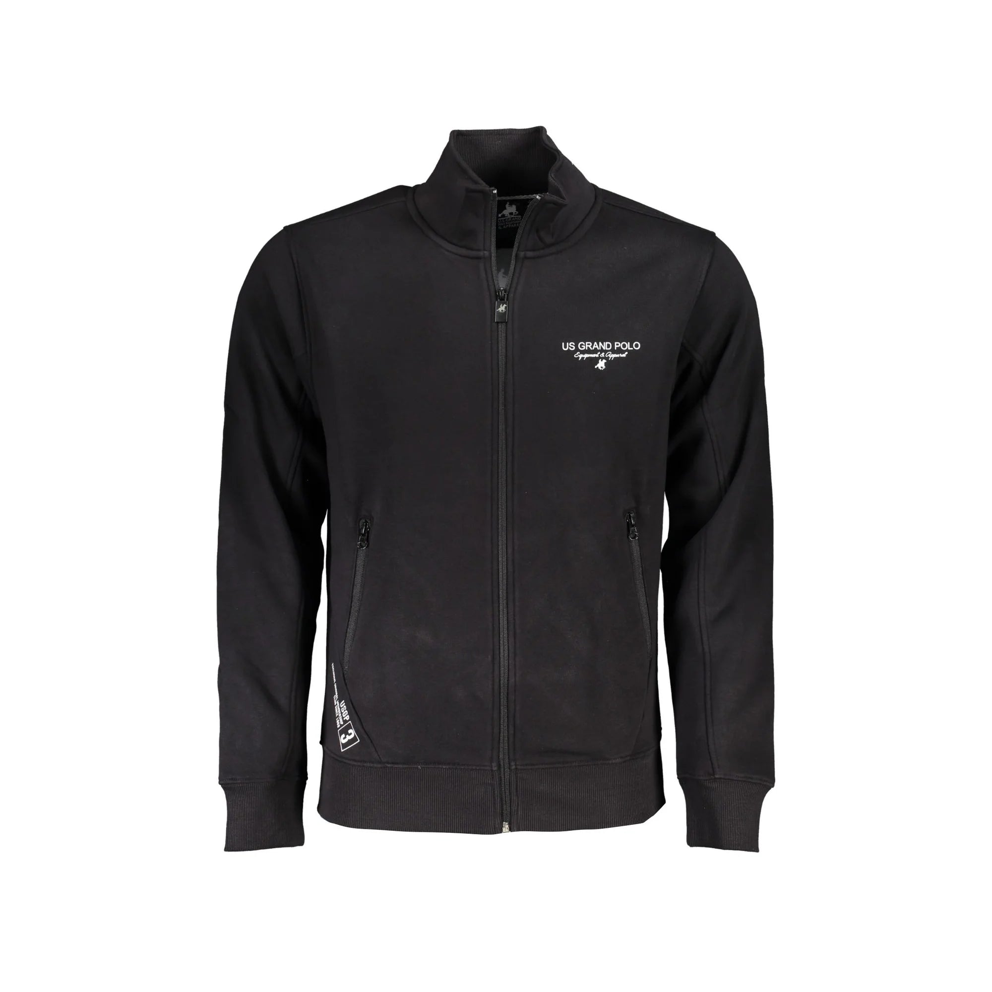 U.S. GRAND POLO FELPA CON ZIP UOMO NERO