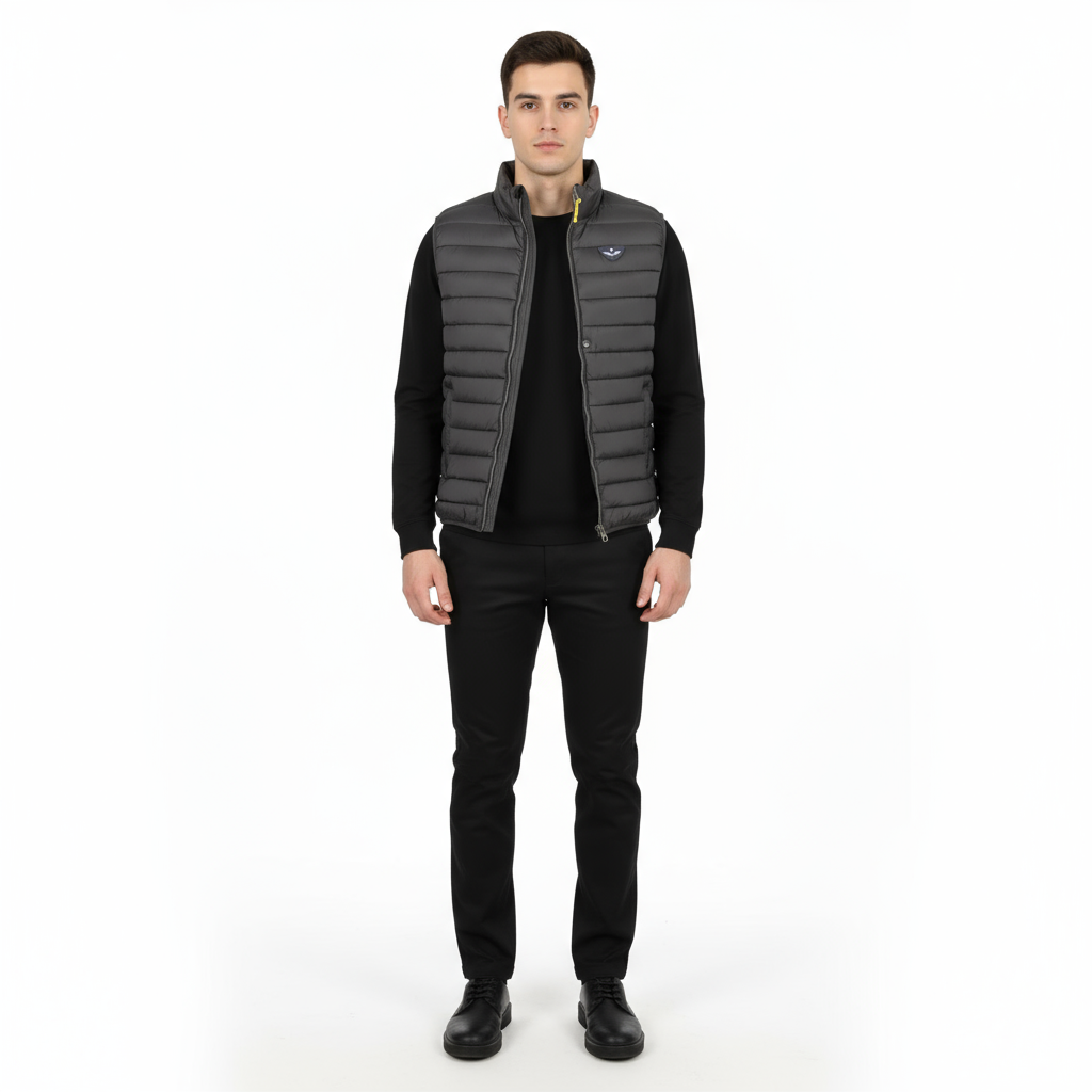 Armata di Mare Smanicato Uomo Nero con Zip e Logo