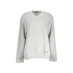 Cavalli Class Felpa Donna Grigia Girocollo con Logo Ricamato