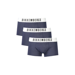 Bikkembergs Boxer Masculino Azul Parigamba Tri-Pack Algodão Logo
