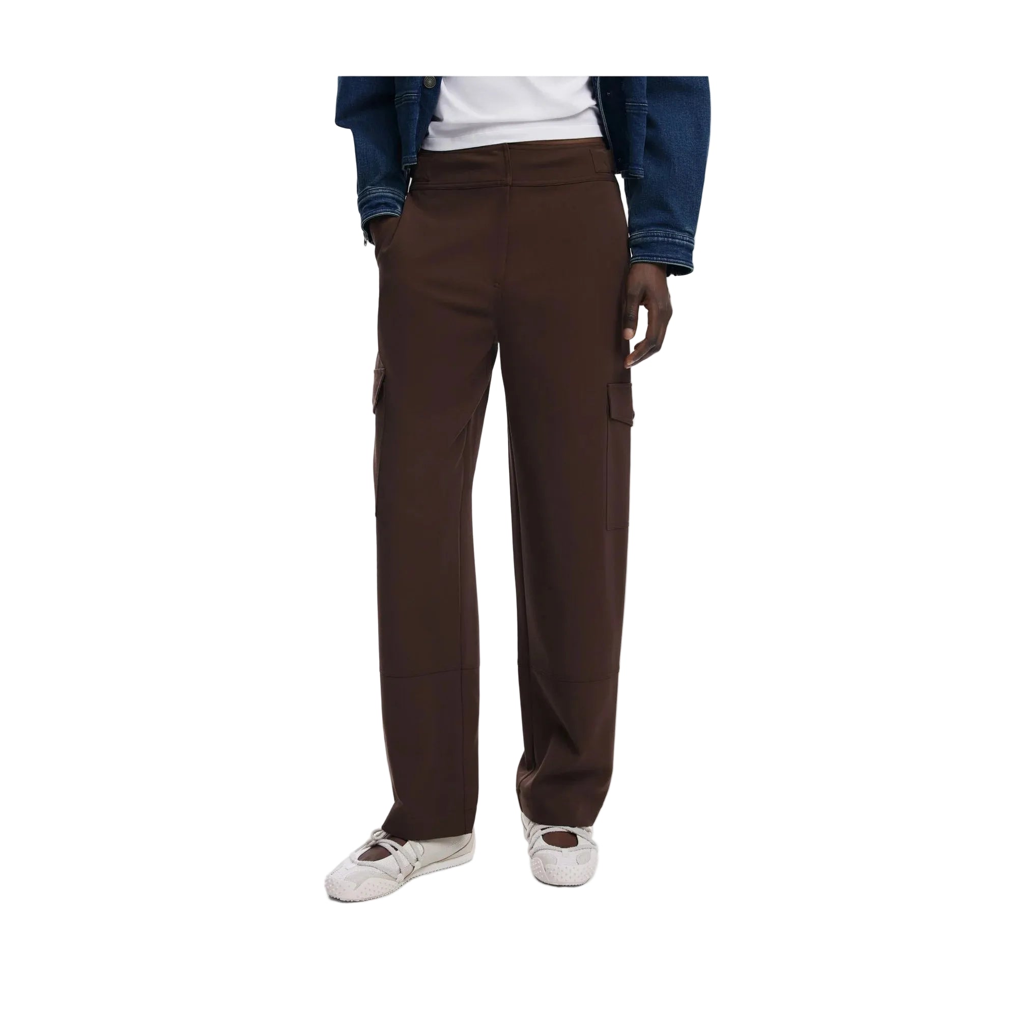 Desigual Pantaloni Donna Marrone Zip Logo - foto prodotto