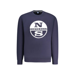 North Sails Felpa Uomo Blu Maniche Lunghe Garzata Girocollo Stampa Logo