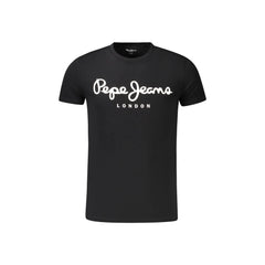 Pepe Jeans T-Shirt Μανίκια Κοντά Ανδρική Μαύρη Εκτύπωση Λογότυπο