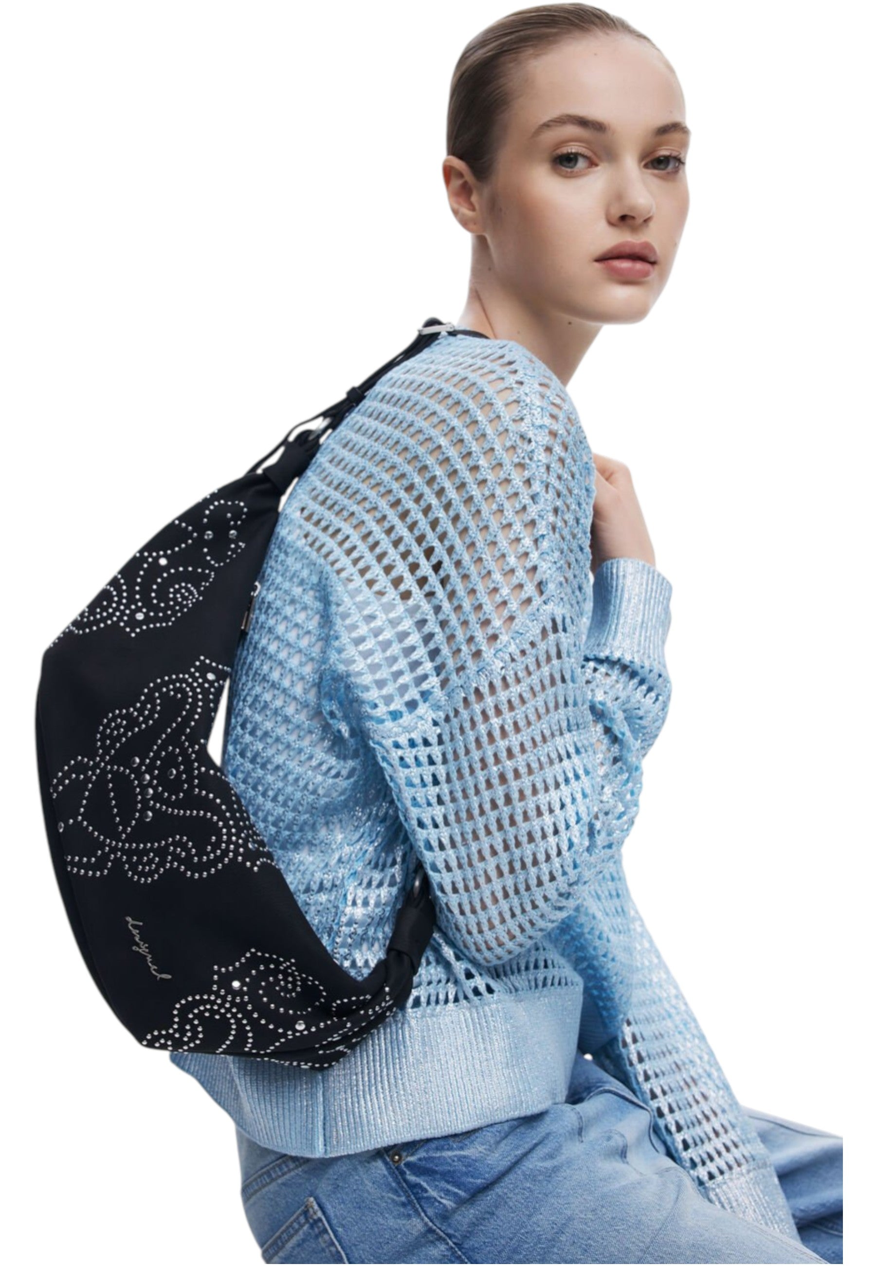 DESIGUAL Borsa Donna a Spalla Nera, Poker Face Munster Borse nero - vista 2