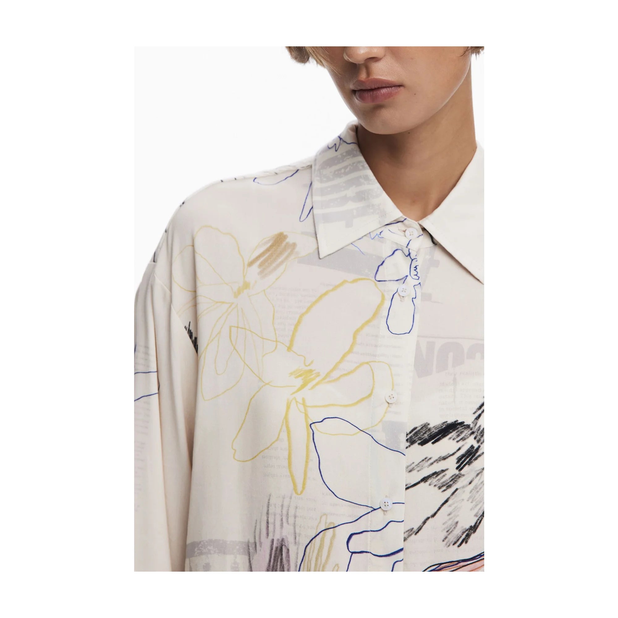 DESIGUAL CAMICIA MANICHE LUNGHE DONNA BIANCO