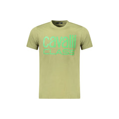 Cavalli Class T-Shirt Maniche Corte Uomo Verde Stampa Logo