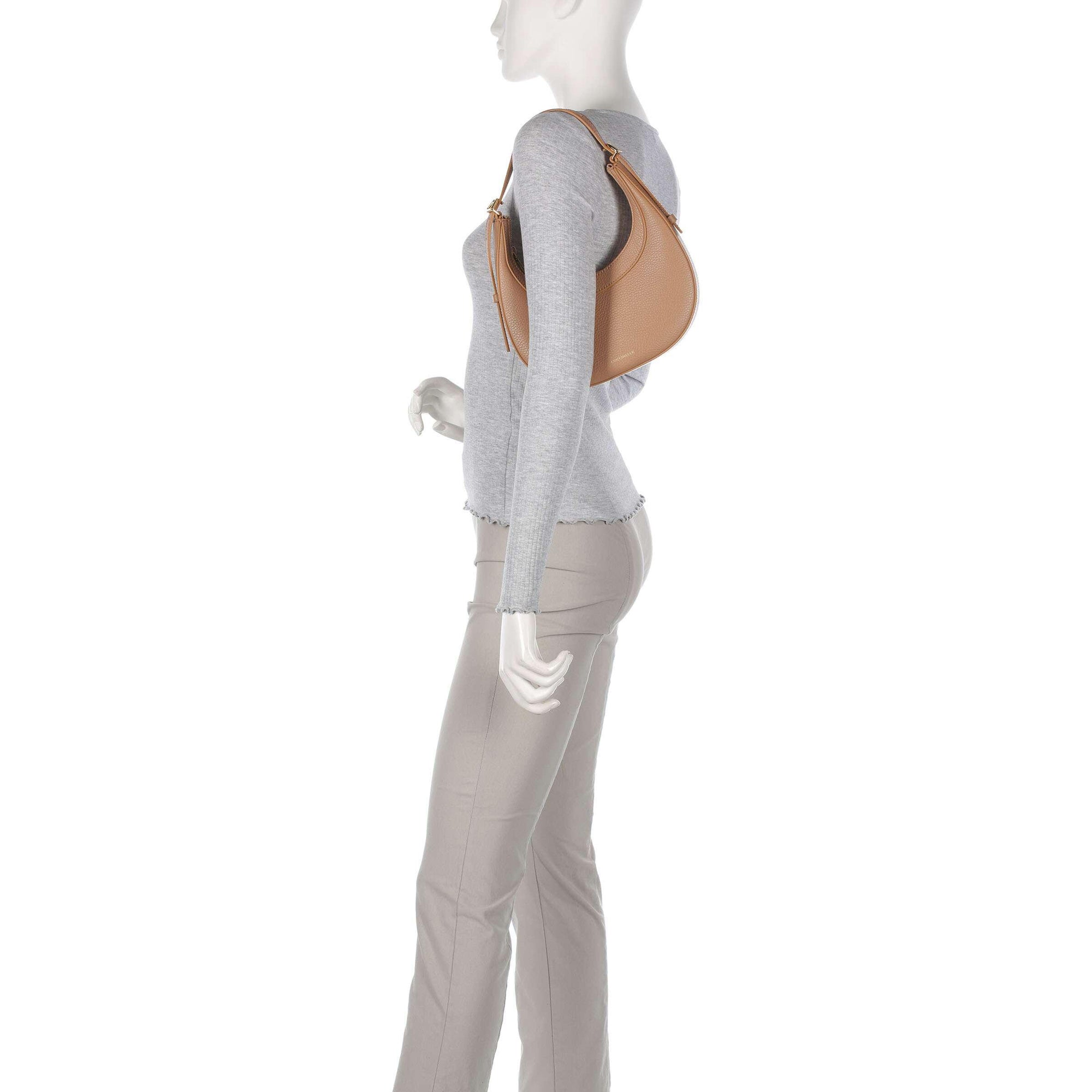 Bolso de Mujer Coccinelle con Correa al Hombro y Bandolera Marrón, En Cuero Genuino, Whisper