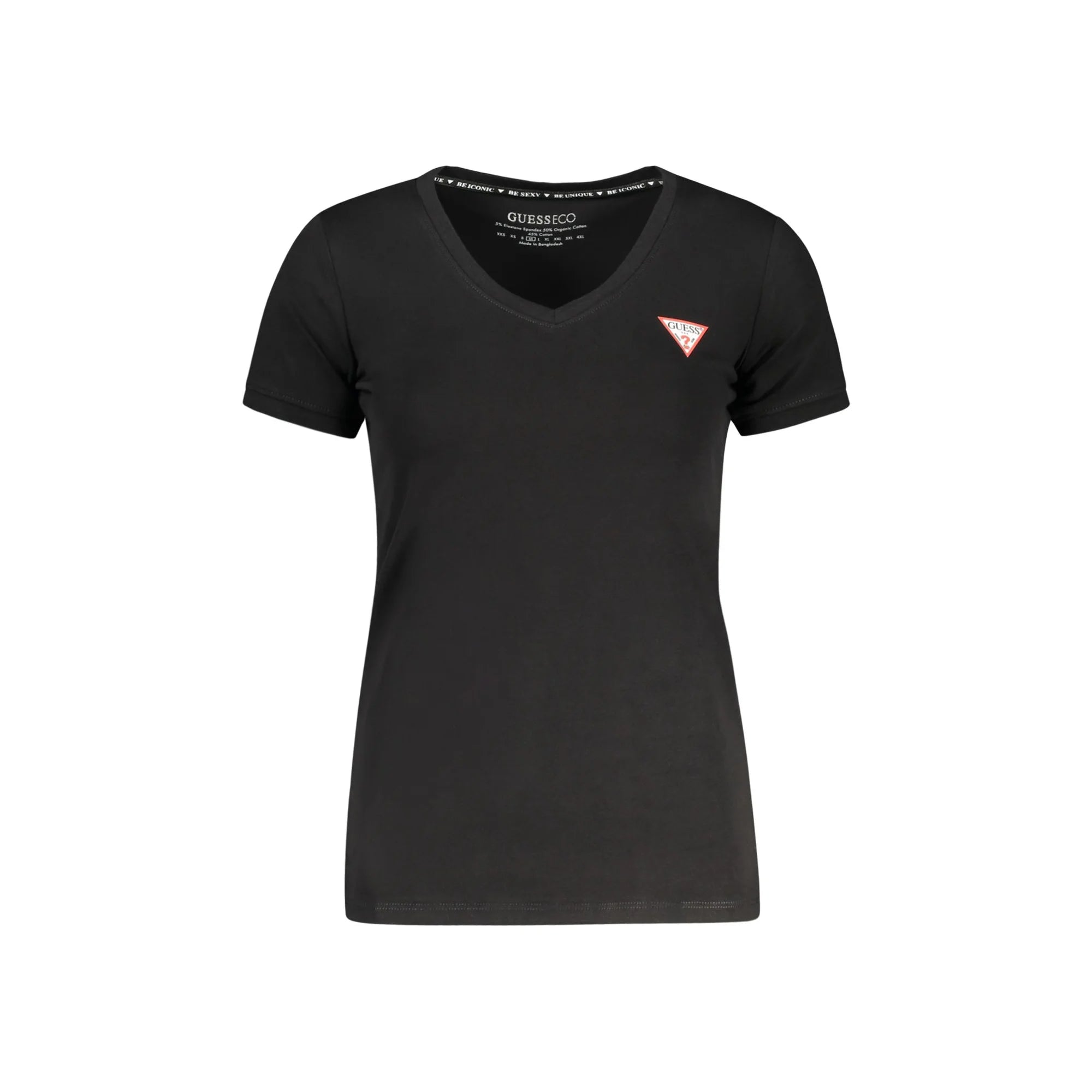 GUESS JEANS T-SHIRT MANICHE CORTE DONNA NERO