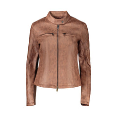 Desigual Giubbotto Maniche Lunghe Donna Marrone Zip Logo