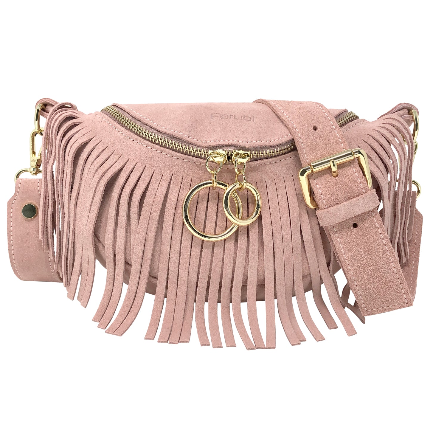 Marsupio Donna con Tracolla / Cintura, In Vera Pelle, Made In Italy, Modello Zelda Parubi Rosa Cipria - vista 24