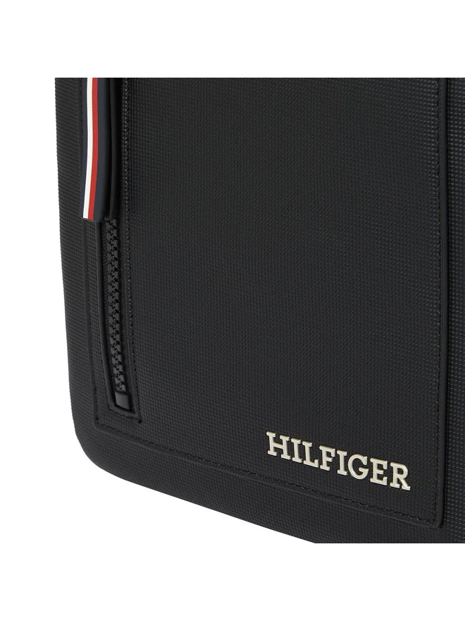 TOMMY HILFIGER Borsello Uomo Nero con Tracolla Regolabile e Logo