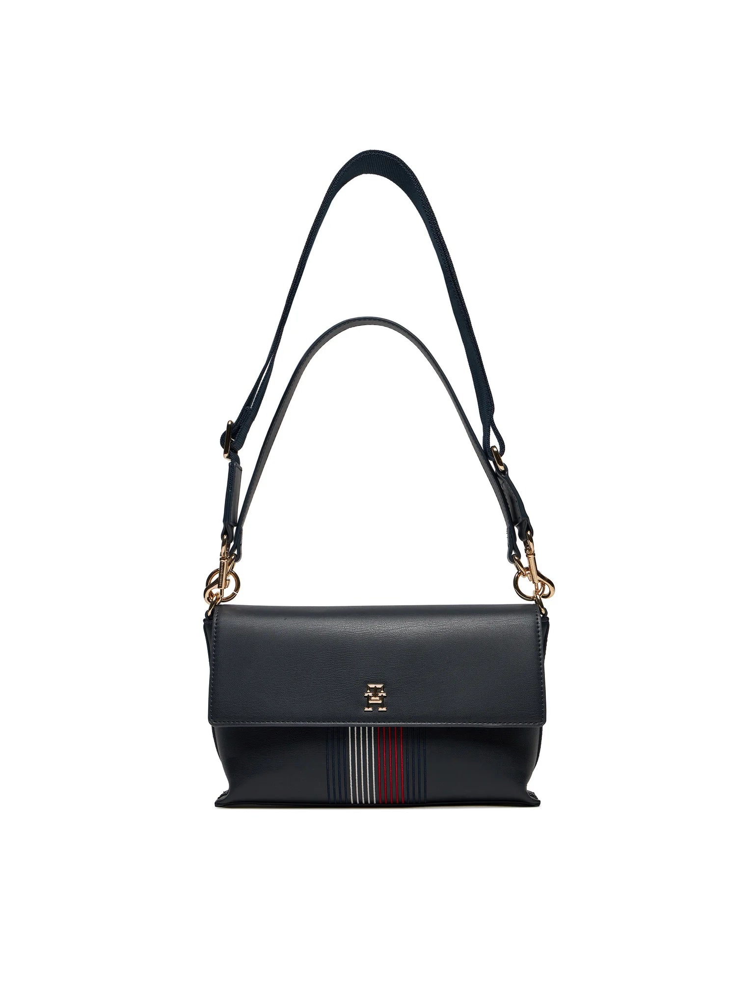 Tommy Hilfiger Borsa Donna Blu a Spalla con Tracolla e Dettagli a Contrasto