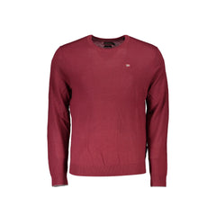 Napapijri Pull Homme Rouge Col Rond avec Broderie Logo
