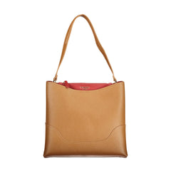 Twinset Borsa Secchiello Donna Marrone Dettagli a Contrasto Rosso Logo