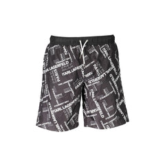 Karl Lagerfeld Beachwear Costum de Plajă Bărbați Negru Detalii în Contrast