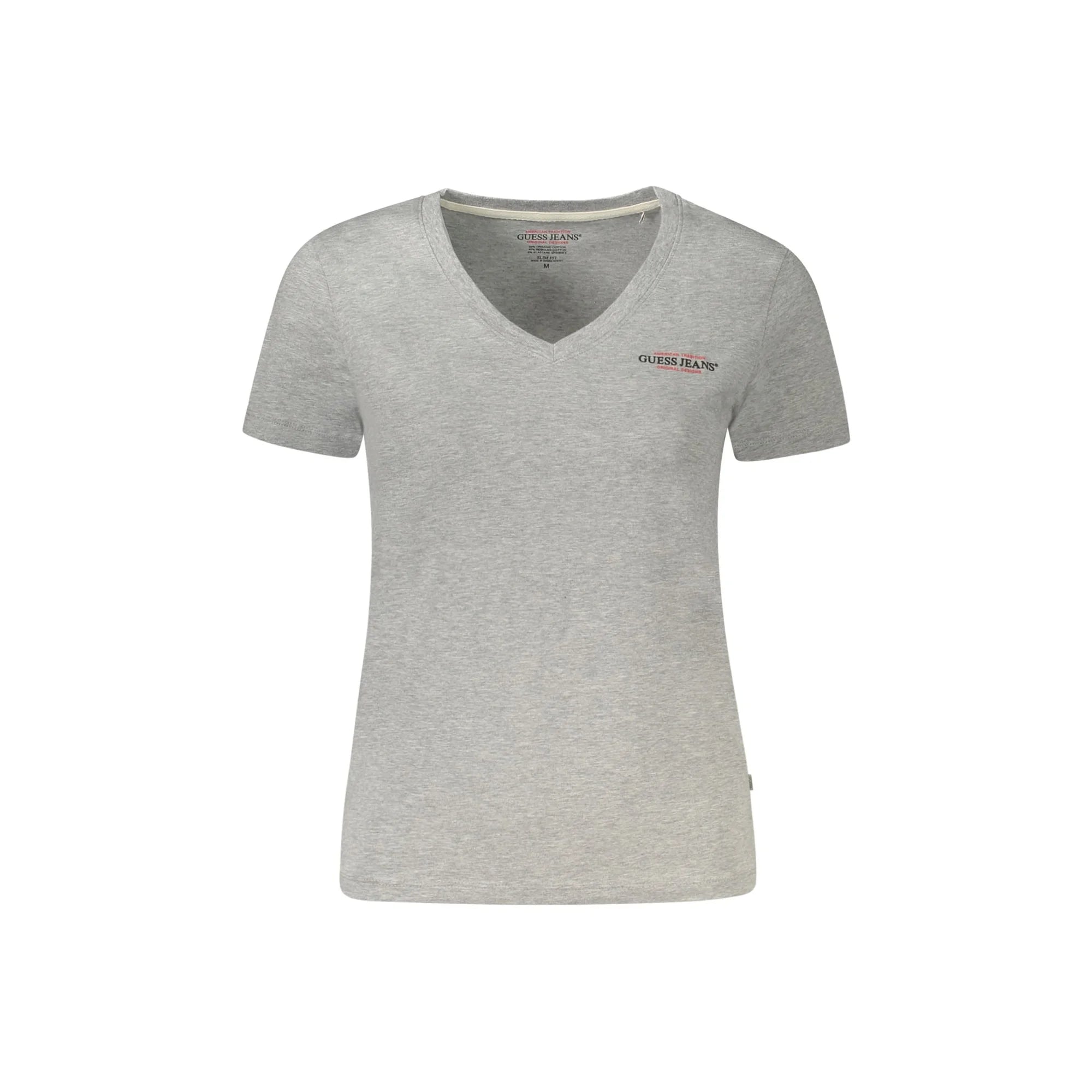 GUESS JEANS T-SHIRT MANICHE CORTE DONNA GRIGIO