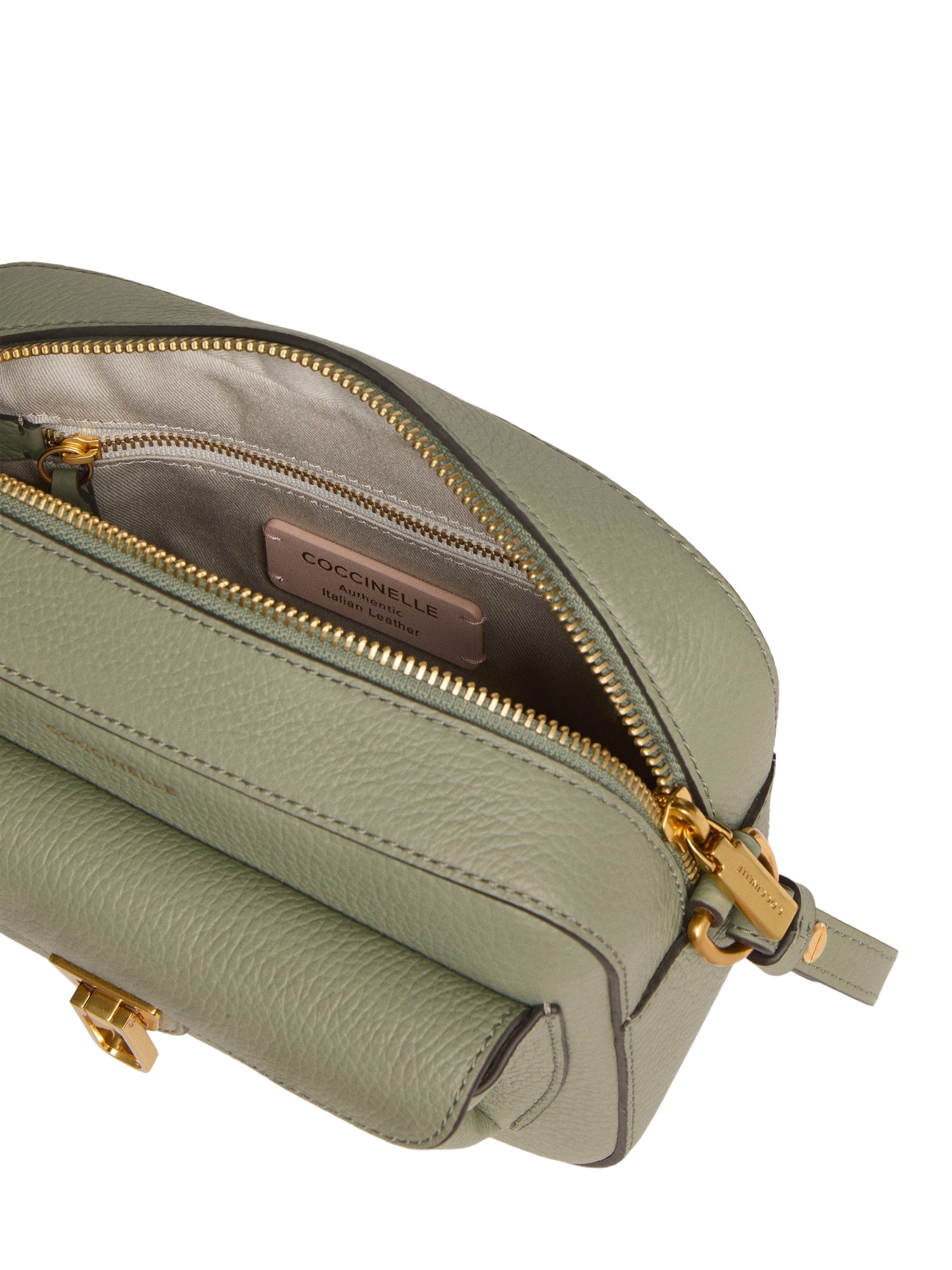 COCCINELLE Borsa Donna a Tracolla Verde, In Vera Pelle, Beat Soft Small