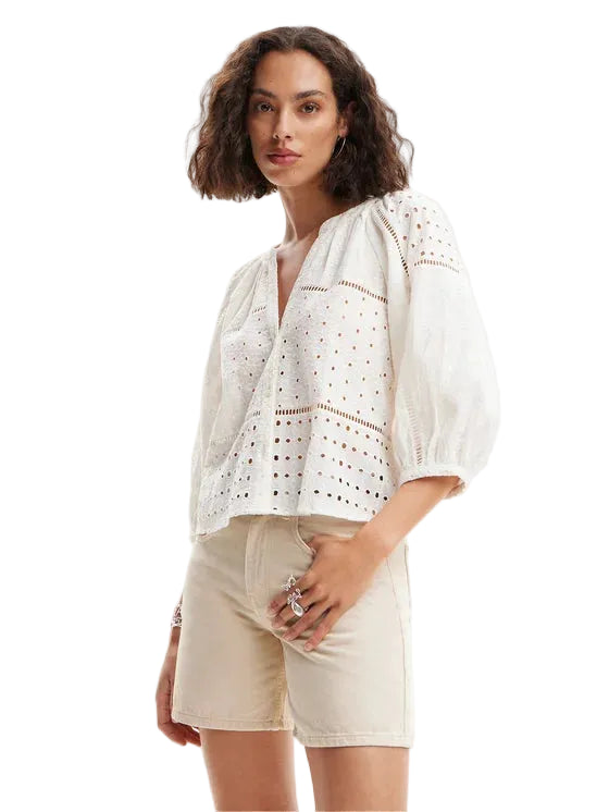 desigual blusa julieta 24swbw27 bianco loose fit 0000303776053 - immagine 1