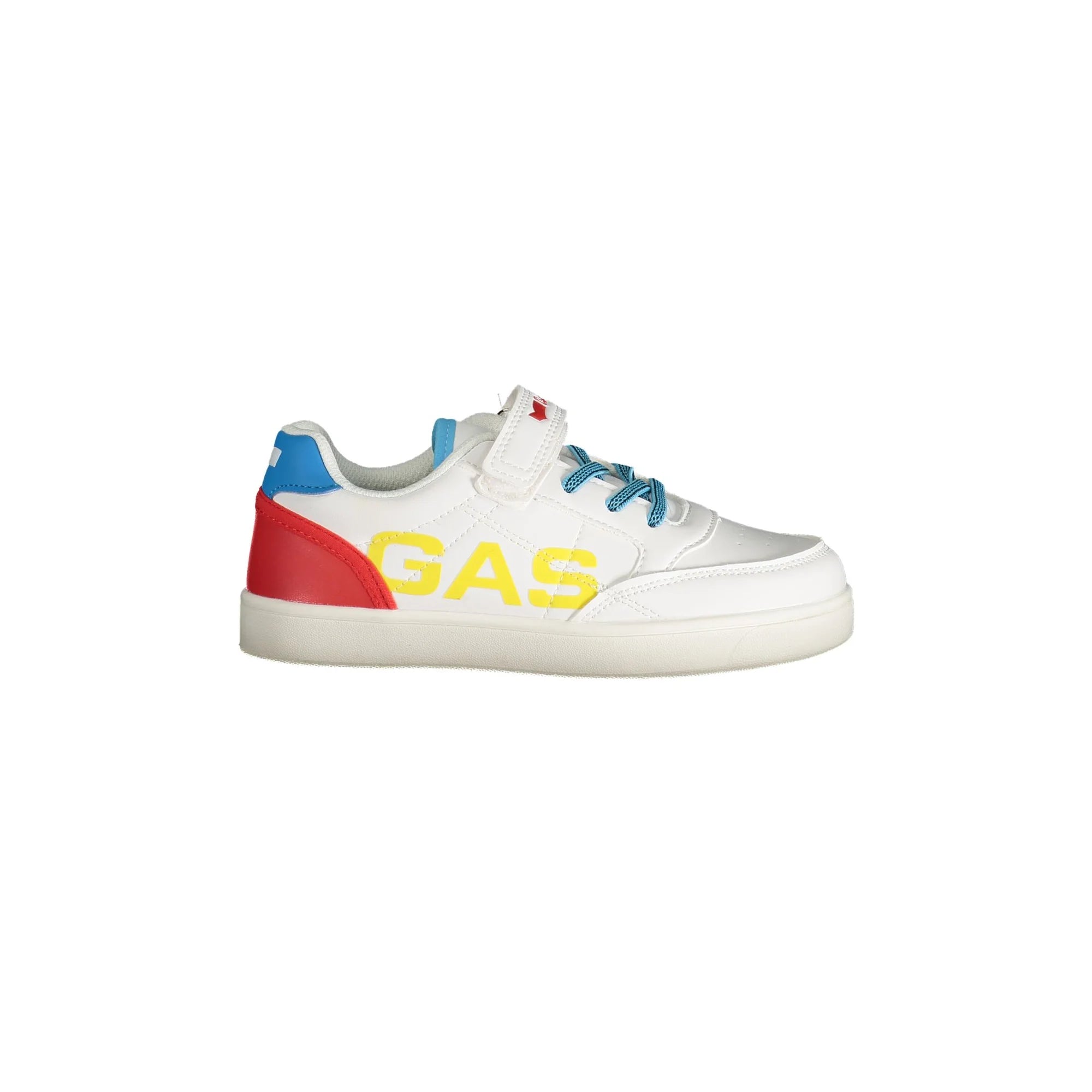 GAS Scarpe Sneakers Bambino Bianche con Lacci Elastici e Dettagli Mult