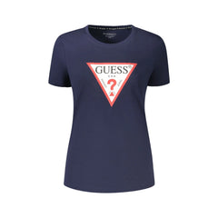 Guess vaqueros camiseta Manga Corta Mujer Azul Estampado Logo