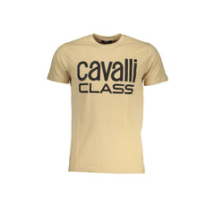 Cavalli Class T-Shirt Maniche Corte Uomo Beige Stampa Logo