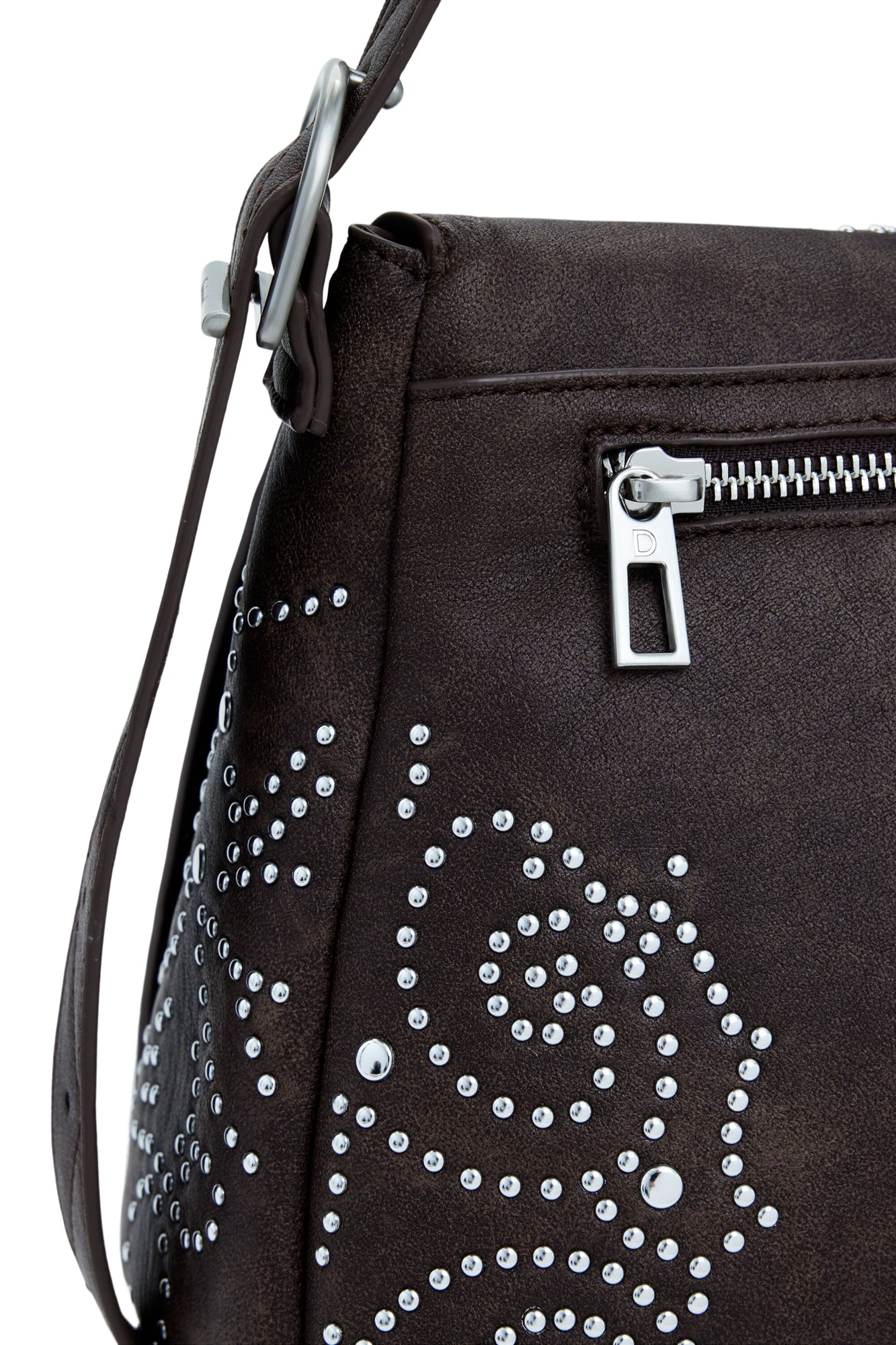 DESIGUAL Borsa Donna Marrone Poker Face Posadas con Borchie