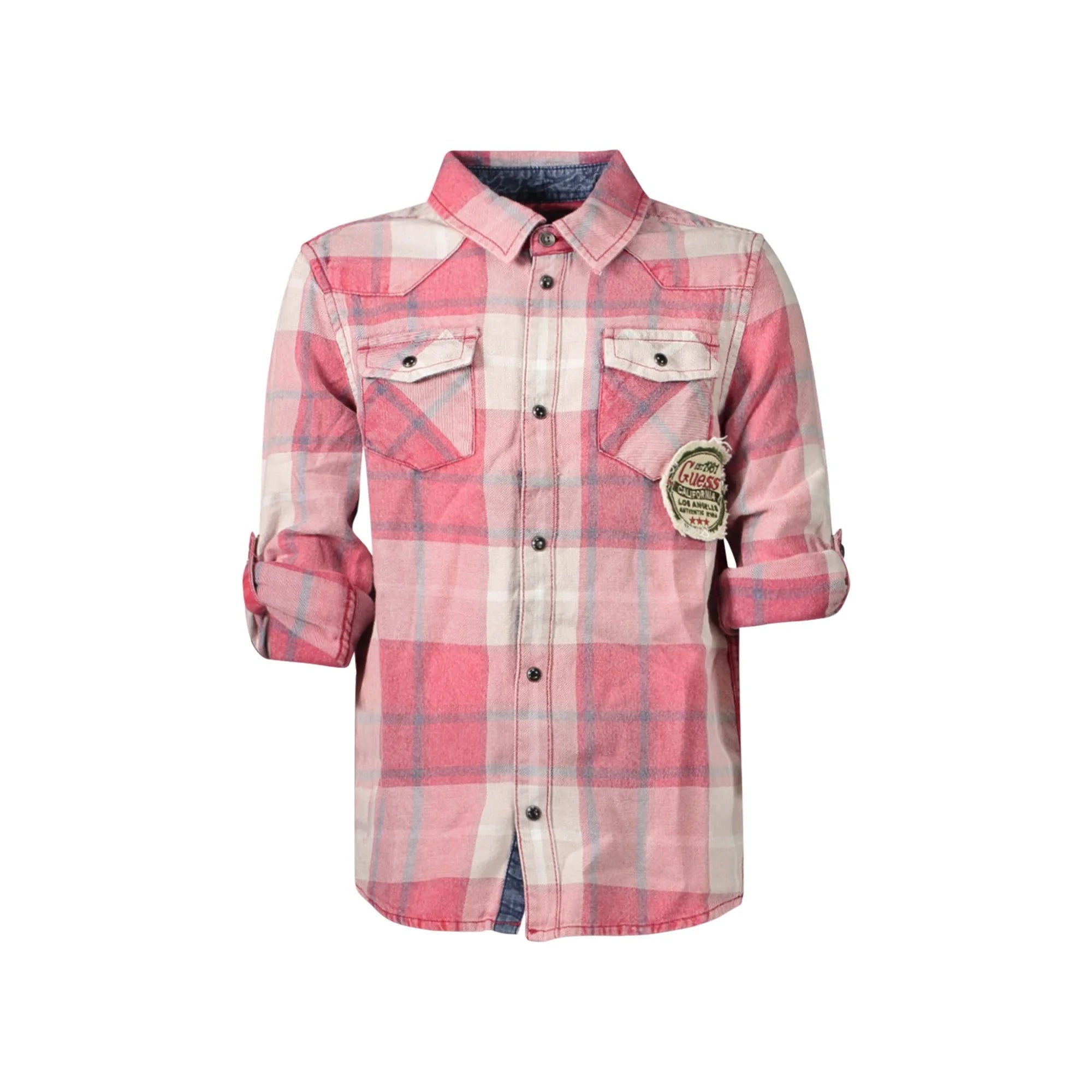 GUESS JEANS CAMICIA MANICHE LUNGHE BAMBINO ROSSO