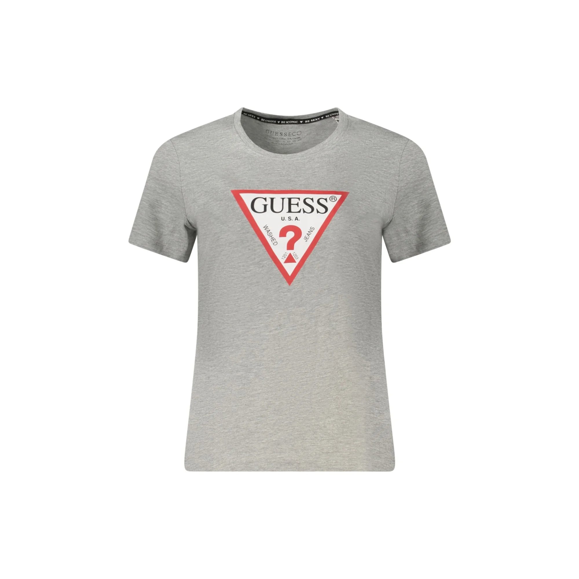 GUESS JEANS T-SHIRT MANICHE CORTE DONNA GRIGIO
