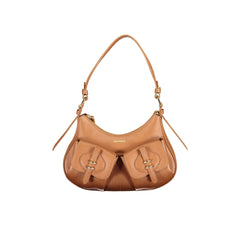 Coccinelle Borsa a Spalla Pelle Donna Marrone Stampa Logo