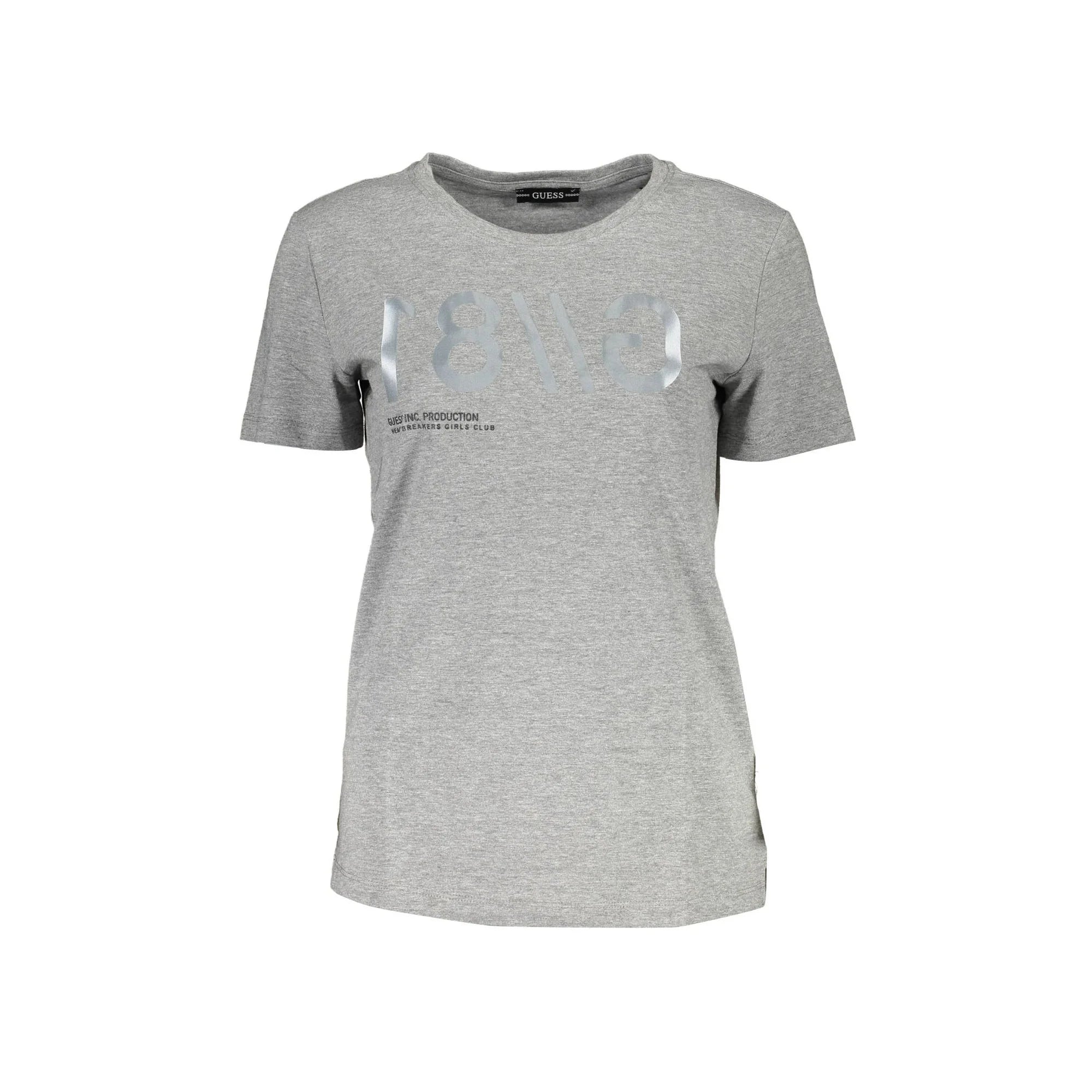 GUESS JEANS T-SHIRT MANICHE CORTE DONNA GRIGIO