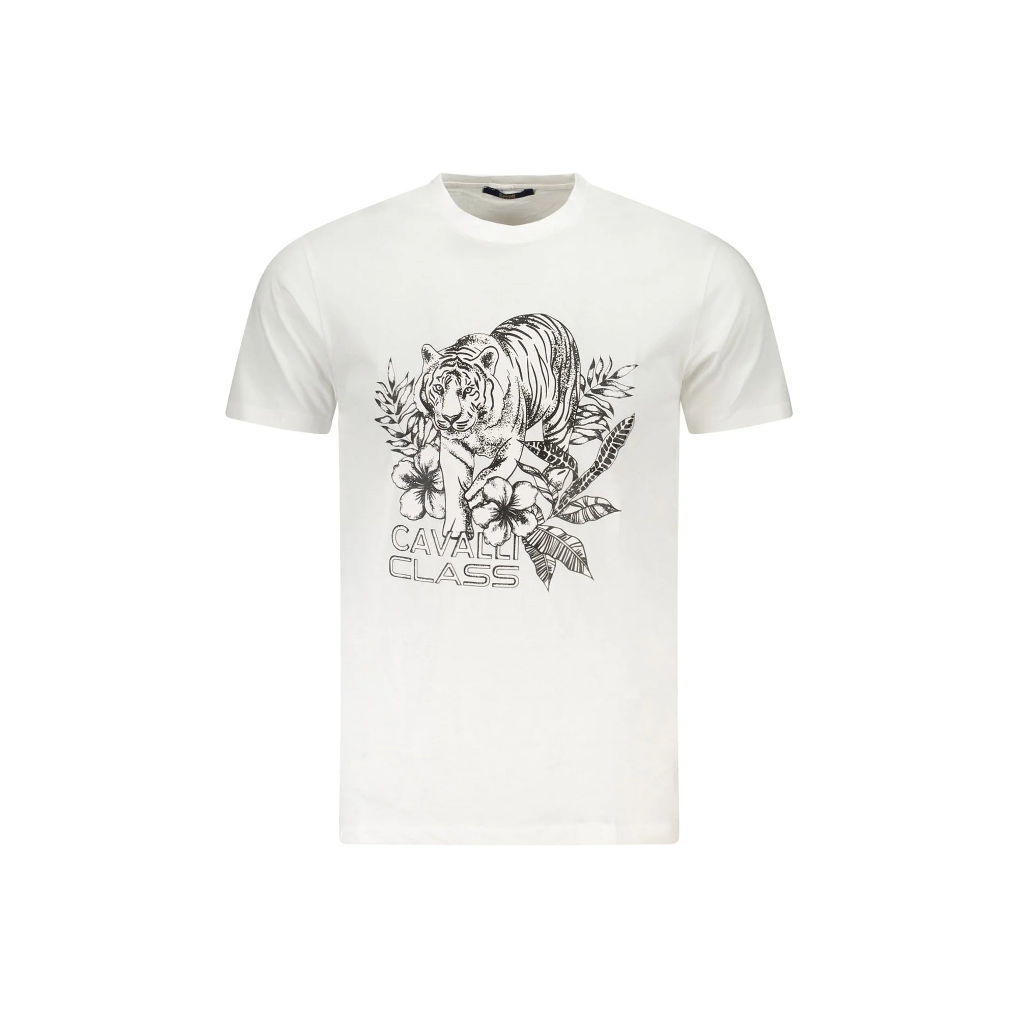 Cavalli Class T-Shirt Maniche Corte Uomo Bianca Stampa Logo Bianco - foto prodotto