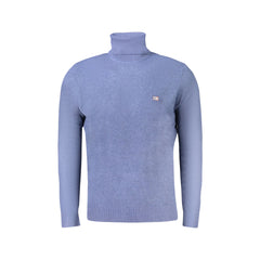 Norway 1963 Camisola Masculina Azul Gola Alta com Bordado e Logo