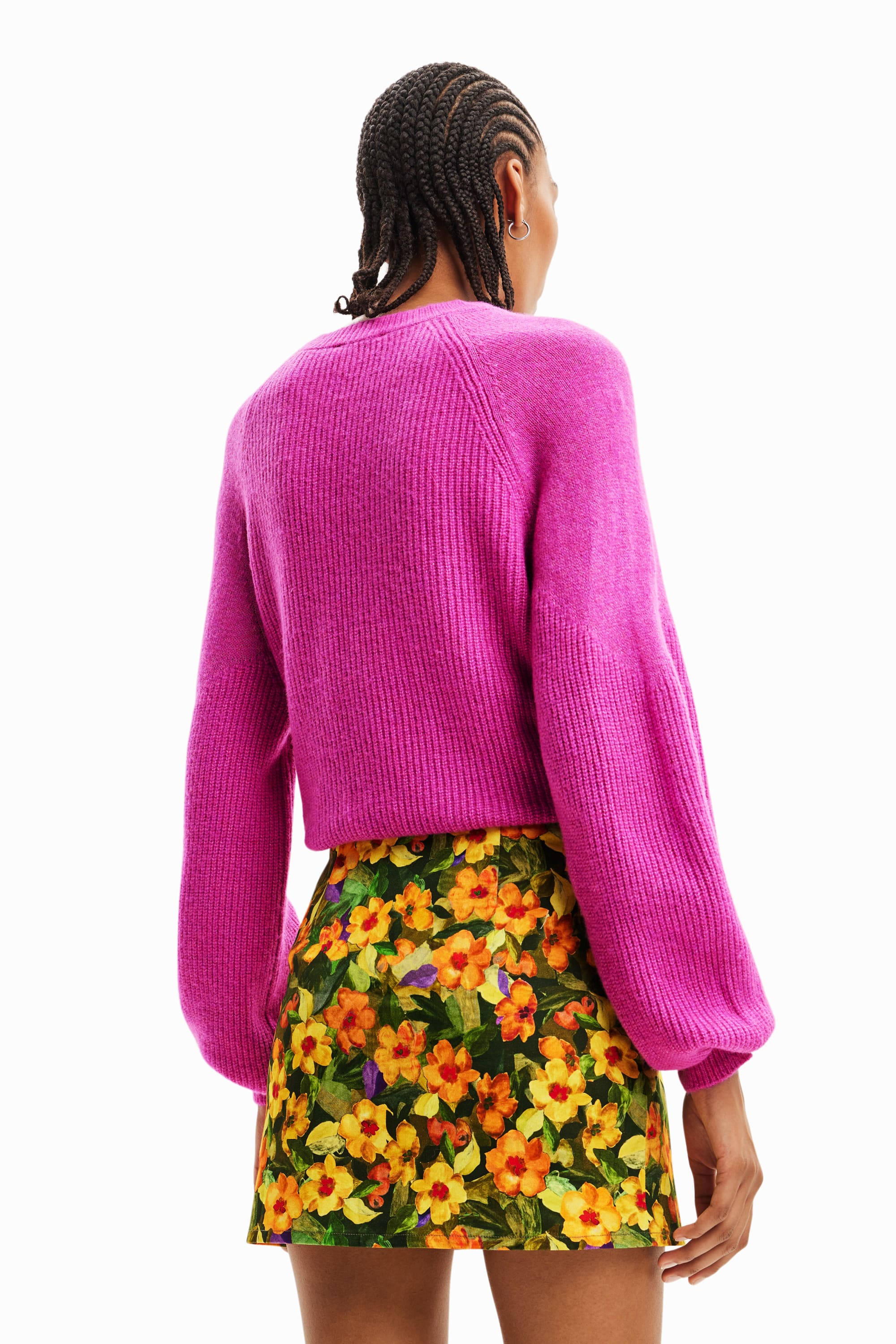 Desigual Maglione Donna Rosa a Collo Alto con Dettagli a Contrasto