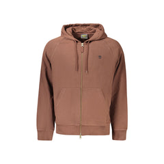 Timberland φούτερ ανδρικό καφέ με μακριά μανίκια, φερμουάρ και κέντημα λογότυπο