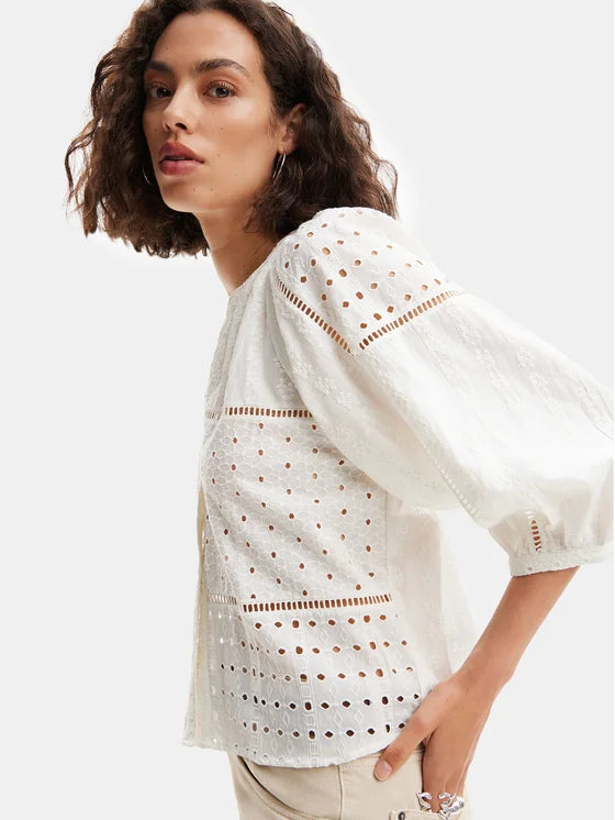desigual blusa julieta 24swbw27 bianco loose fit 0000303776053 - immagine 4