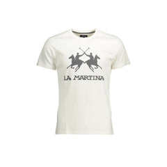 La Martina T-Shirt Manches Courtes Homme Blanche Imprimé