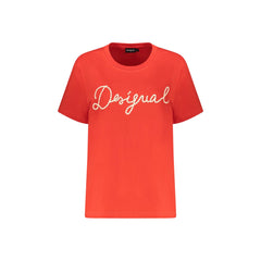 Desigual T-Shirt Maniche Corte Donna Rossa Ricamo Logo
