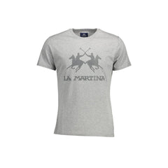 La Martina T-Shirt Maniche Corte Uomo Grigia Stampa Logo