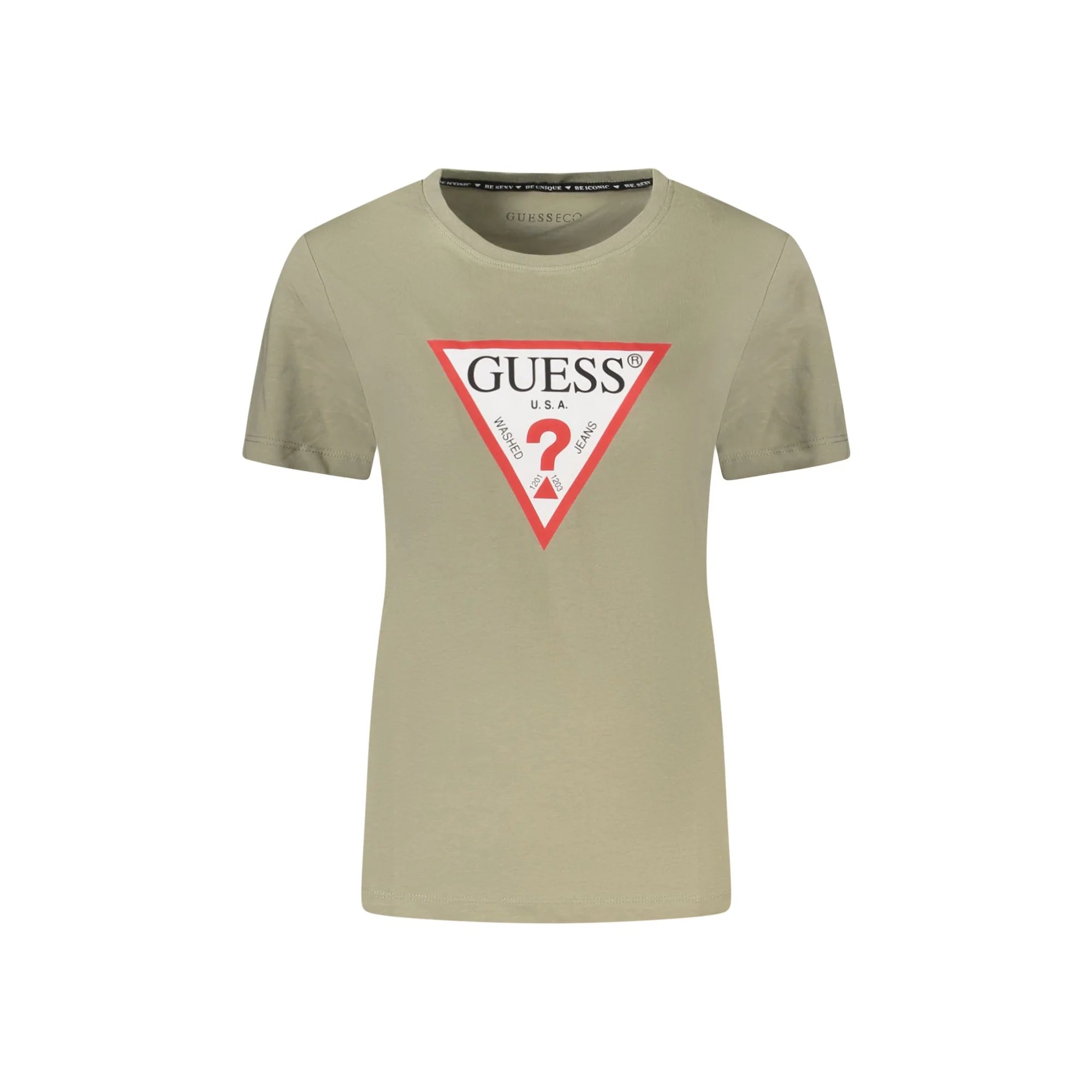 GUESS JEANS T-SHIRT MANICHE CORTE DONNA VERDE
