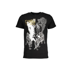 Cavalli Class T-Shirt Maniche Corte Uomo Nera Stampa Logo